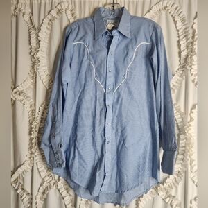 Rockmount Ranch Wear Blue Pearl Snap Western Shirt USA Rodeo Sz M